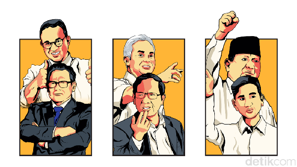 Ilustrasi debat pasangan capres cawapres Pilpres 2024 (foto: Denny Putra/detik.com)