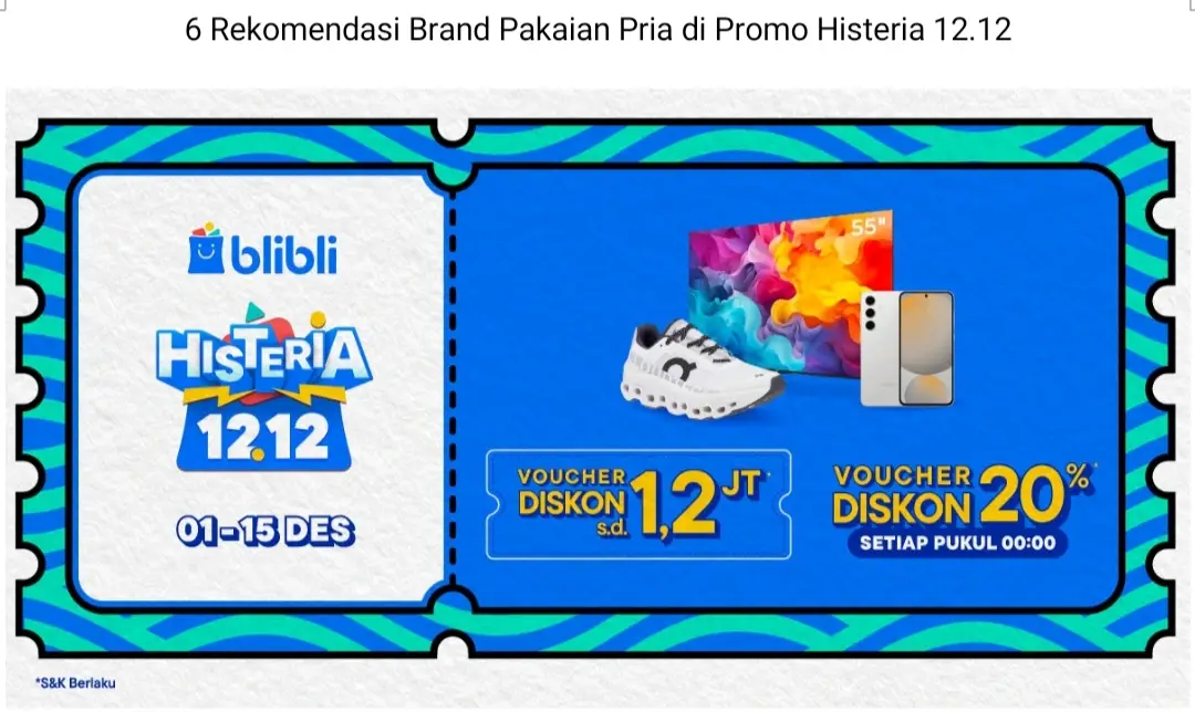 6 Rekomendasi Brand Pakaian Pria di Promo Histeria 12.12 (Ilustrasi)